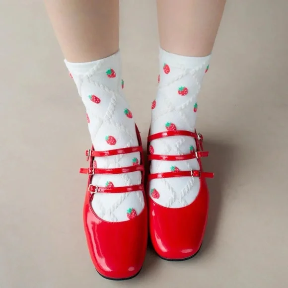 Tiepology Strawberry Diamond Shape Casual Socks - Picture 1 of 1